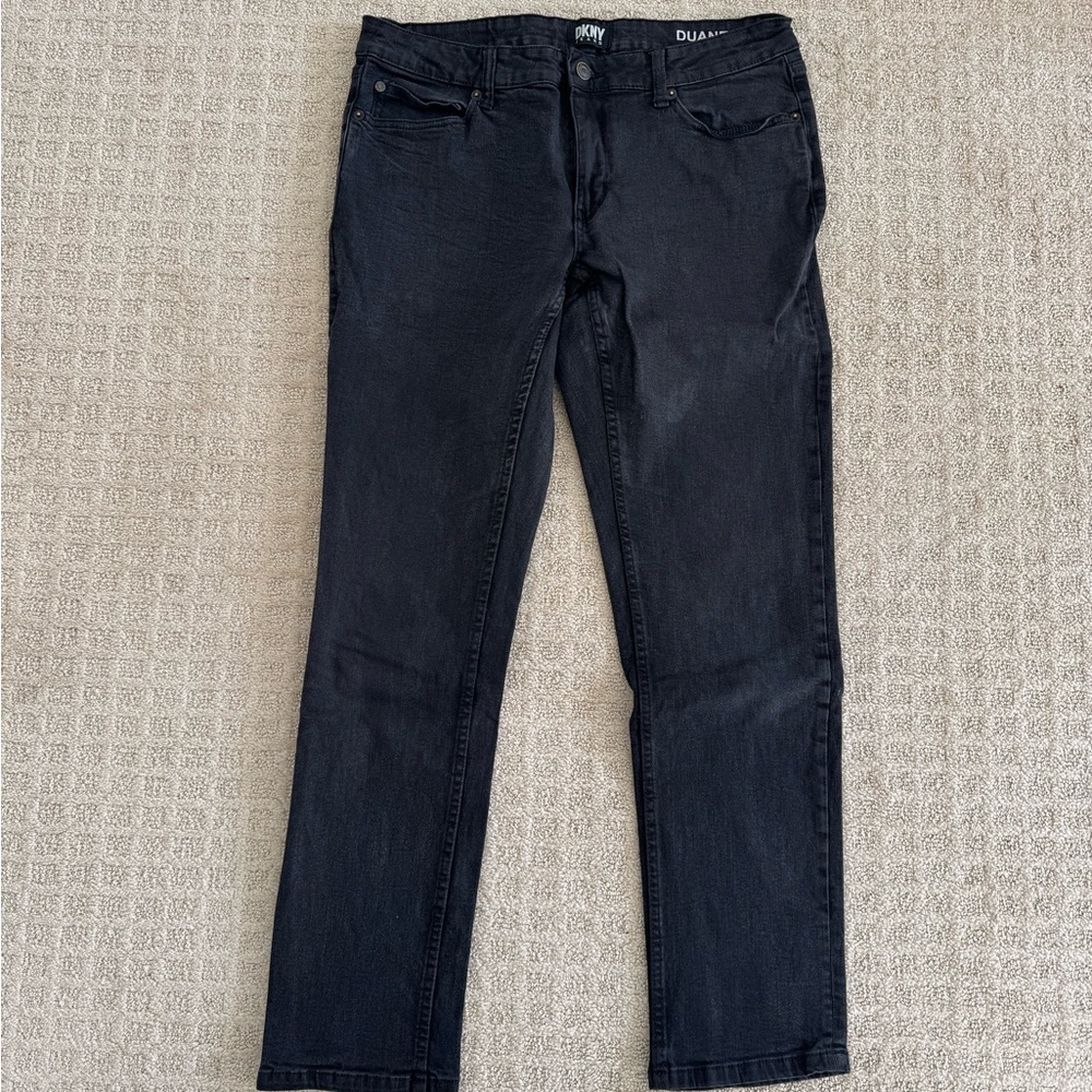 DKNY Duane straight fit gray black wash denim pants jeans size 32 x 32 - Picture 1 of 4